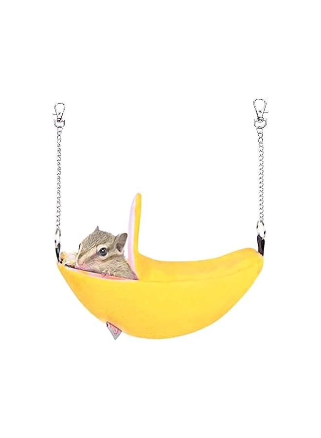 Banana Hamster Bed Accessories Hammock Small Animal Warm Bed House Cage Nest, Hamster Ferret Rat Accessories for Sugar Glider Hamster Small Bird Pet (Banana) - Image 1